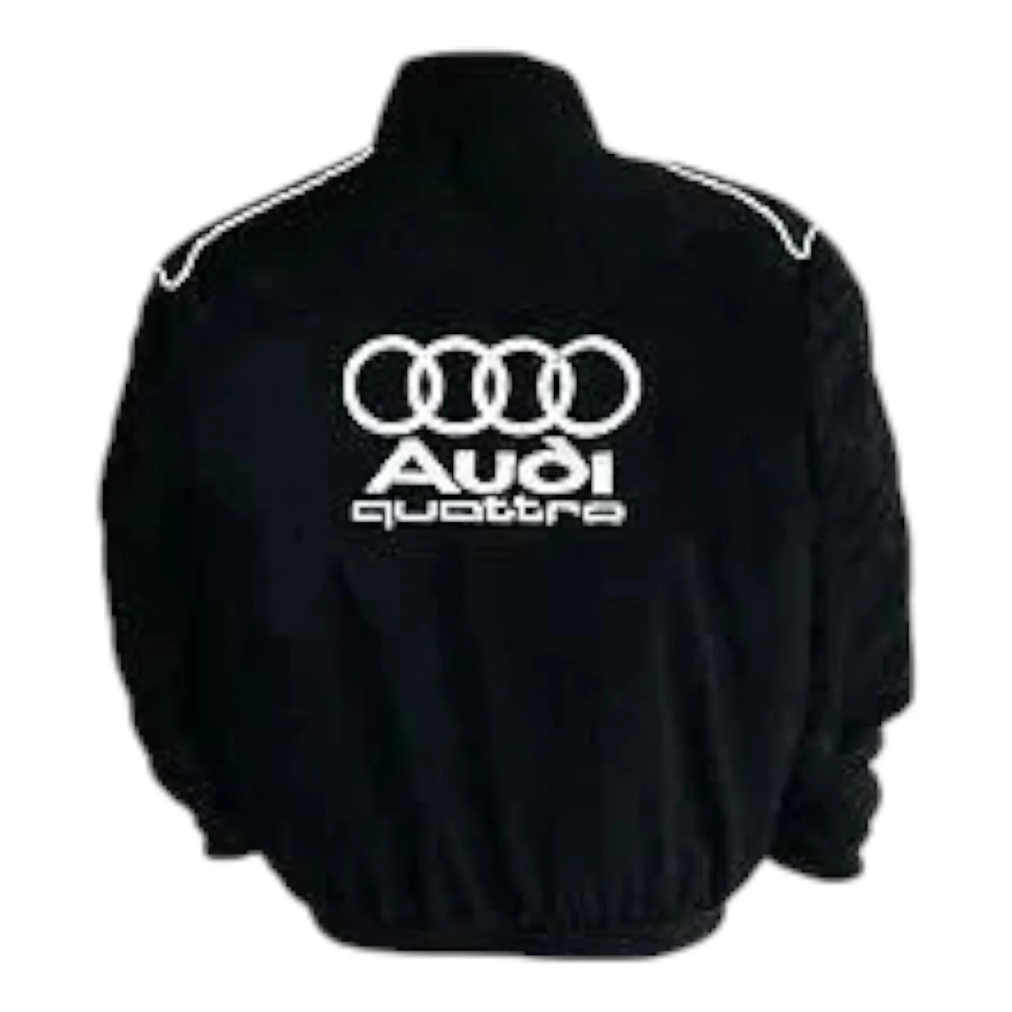 Audi Quattro Racing Jacket Black with White Embroideries - F1 Vintage Racewear
