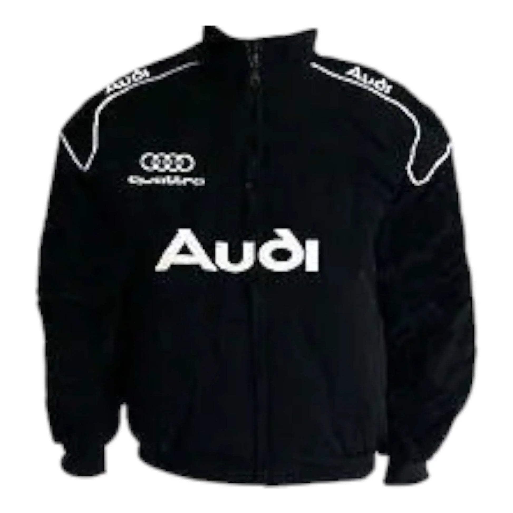 Audi Quattro Racing Jacket Black with White Embroideries - F1 Vintage Racewear