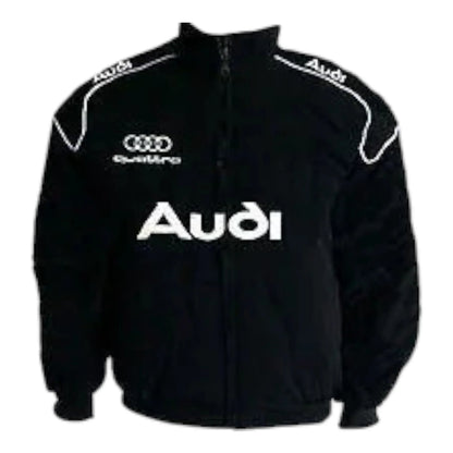 Audi Quattro Racing Jacket Black with White Embroideries - F1 Vintage Racewear