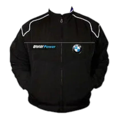 BMW Power Racing Jacket Black with White Piping - F1 Vintage Racewear