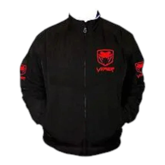 Viper Fangs Racing Jacket Black with Red Embroidery - F1 Vintage Racewear