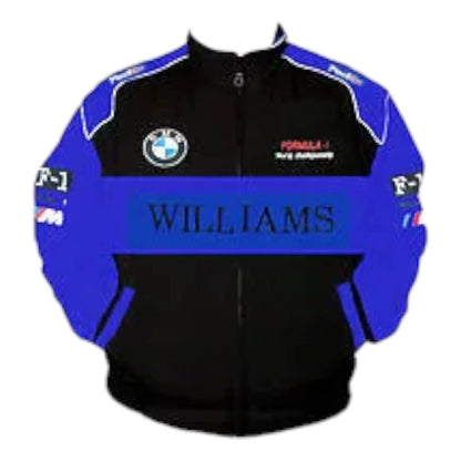 BMW Williams F1 Racing Jacket Black and Royal Blue - F1 Vintage Racewear