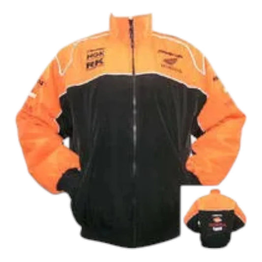 Honda Repsol Racing Jacket Black and Orange - F1 Vintage Racewear
