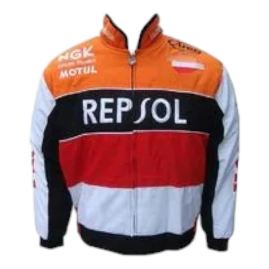 Honda Repsol F1 Racing Jacket Orange,Black,Red and White - F1 Vintage Racewear