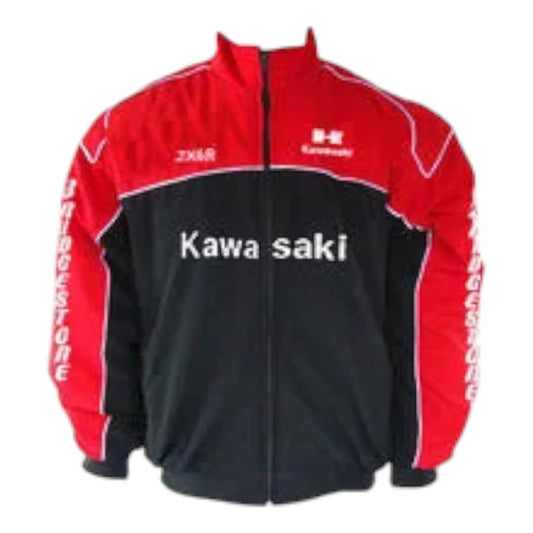 Kawasaki Motorcycle Jacket Red and Black - F1 Vintage Racewear