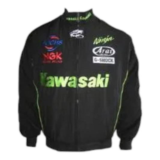 Kawasaki Ninja Motorcycle Jacket Black - F1 Vintage Racewear