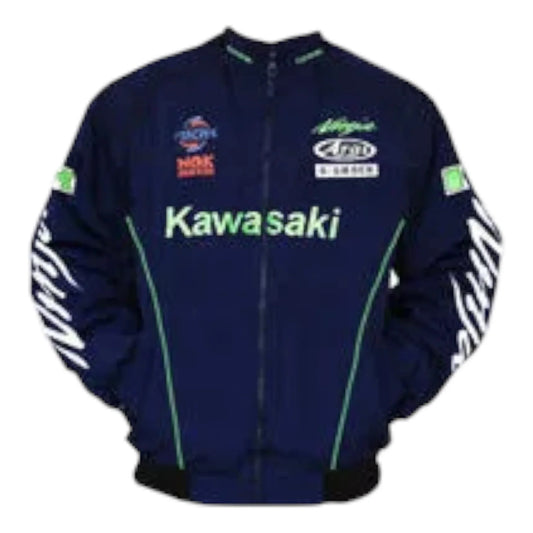 Kawasaki Ninja Motorcycle Jacket Dark Blue - F1 Vintage Racewear