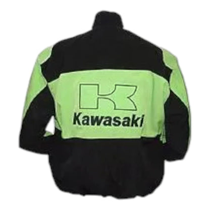 Kawasaki Bridgestone Motorcycle Jacket Black and Green