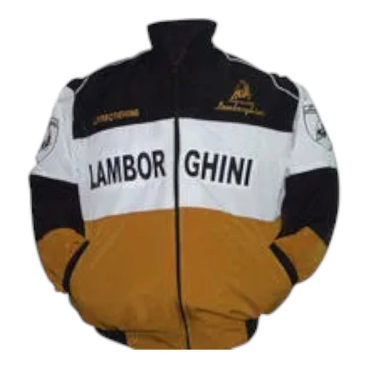 Lamborghini Automobili Racing Jacket Black,White and Brown - F1 Vintage Racewear