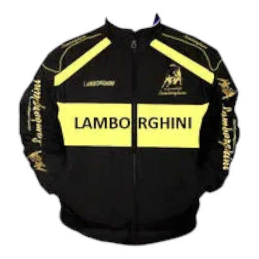 Lamborghini Racing Jacket Black and Yellow with piping - F1 Vintage Racewear