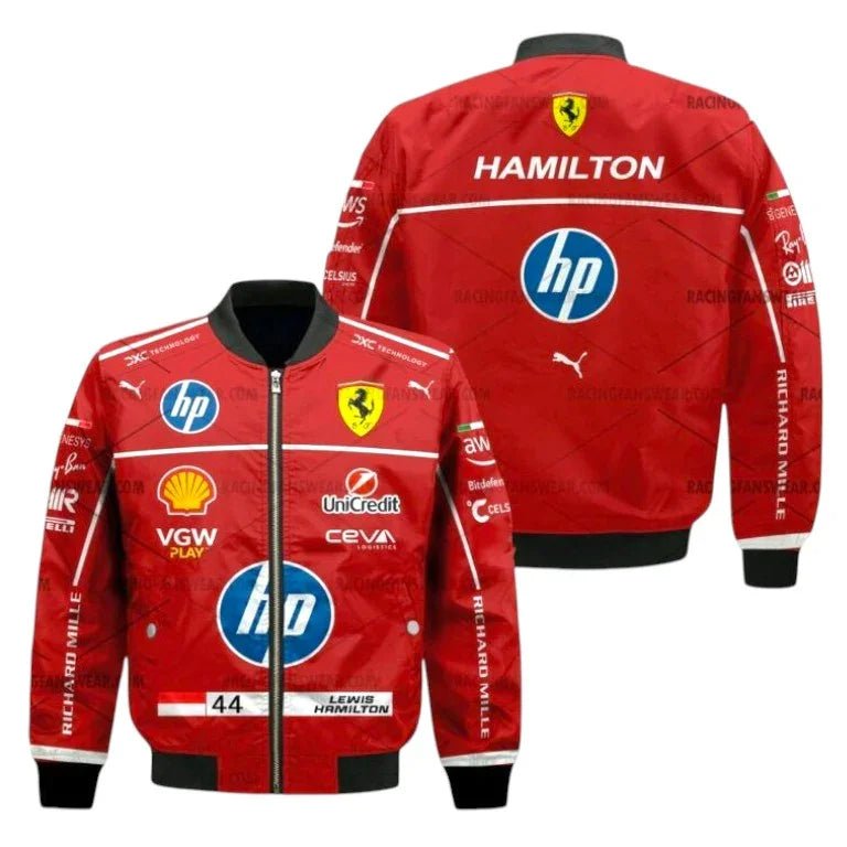 Lewis Hamilton 2025 Ferrari Bomber Racing Jacket