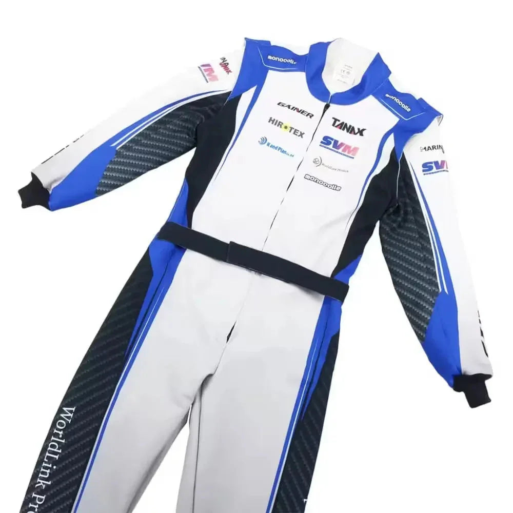 Marina Unik Carbon Blue Custom Kart Suits - F1 Vintage Racewear