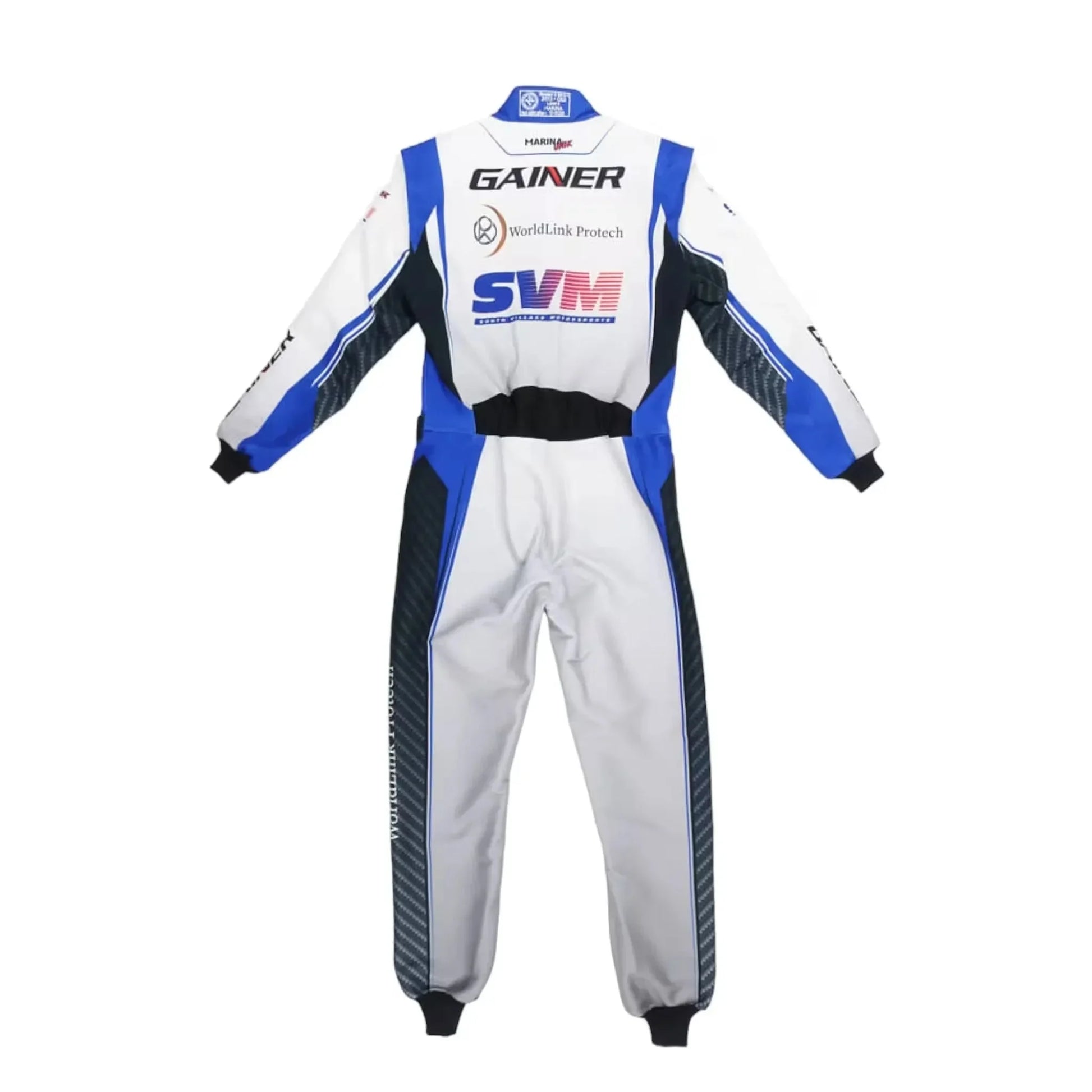 Marina Unik Carbon Blue Custom Kart Suits - F1 Vintage Racewear