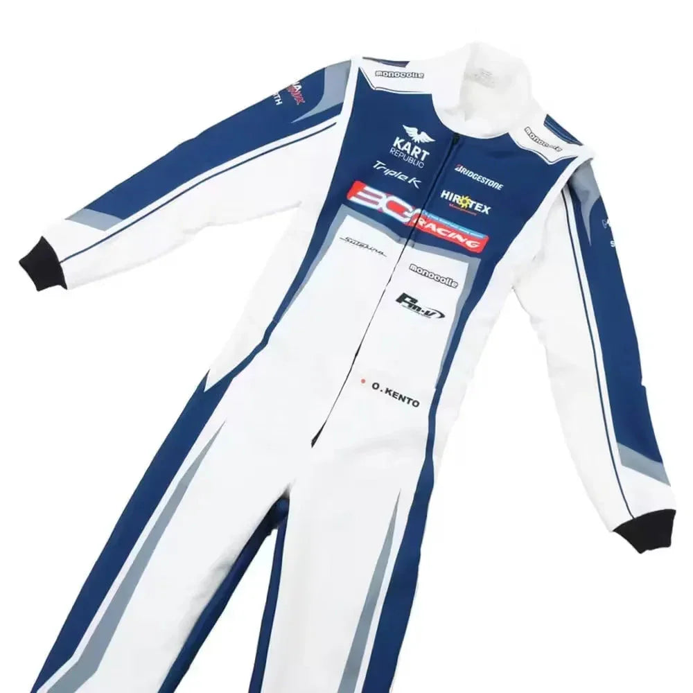Marina Unik Kento White Racing Kart Suits - F1 Vintage Racewear