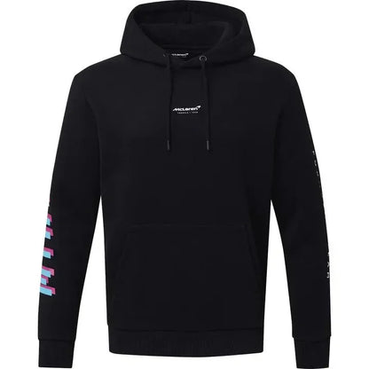 McLaren F1 Men's Miami Neon Logo Hoodie -Black/Vice Blue/Aqua Sky