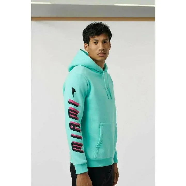 McLaren F1 Men's Miami Neon Logo Hoodie -Black/Vice Blue/Aqua Sky