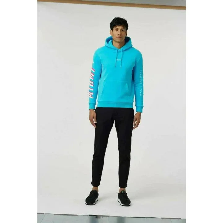 McLaren F1 Men's Miami Neon Logo Hoodie -Black/Vice Blue/Aqua Sky