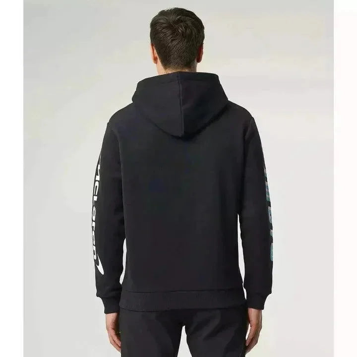 McLaren F1 Men's Miami Neon Logo Hoodie -Black/Vice Blue/Aqua Sky