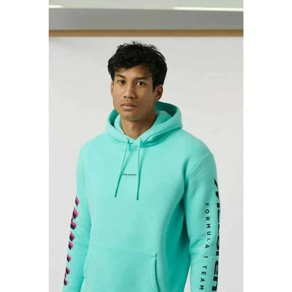 McLaren F1 Men's Miami Neon Logo Hoodie -Black/Vice Blue/Aqua Sky
