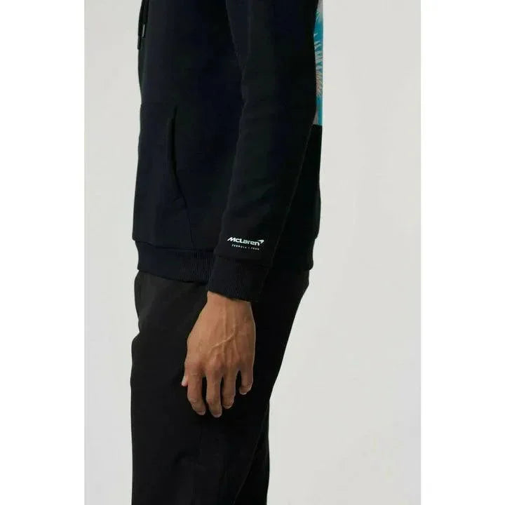 McLaren F1 Men's Miami Palm Graphic Hoodie -Black/Aqua Sky/Crystal Rose