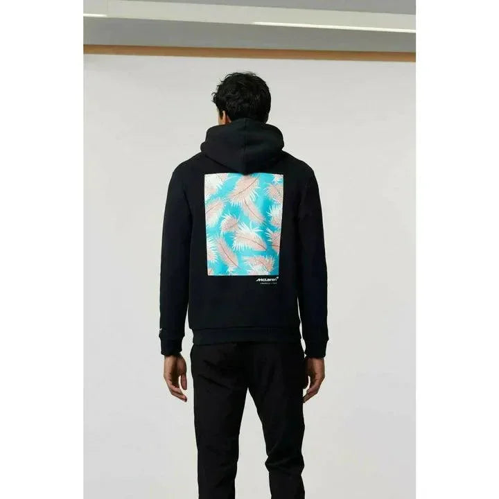 McLaren F1 Men's Miami Palm Graphic Hoodie -Black/Aqua Sky/Crystal Rose