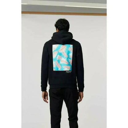 McLaren F1 Men's Miami Palm Graphic Hoodie -Black/Aqua Sky/Crystal Rose