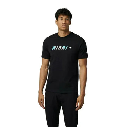 McLaren F1 Men's Miami Palm Graphic T-Shirt-Black/Aqua Sky/Crystal Rose