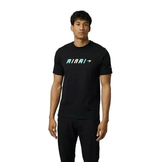 McLaren F1 Men's Miami Palm Graphic T-Shirt-Black/Aqua Sky/Crystal Rose