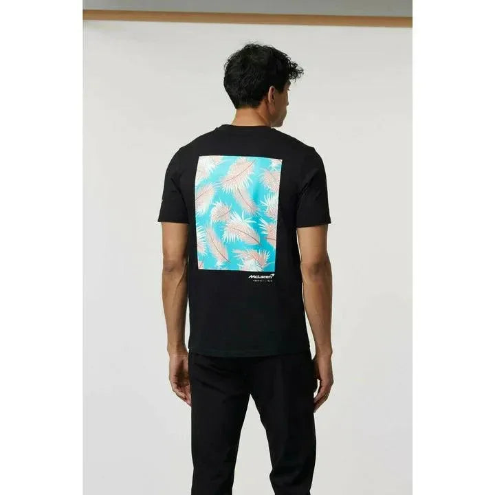 McLaren F1 Men's Miami Palm Graphic T-Shirt-Black/Aqua Sky/Crystal Rose