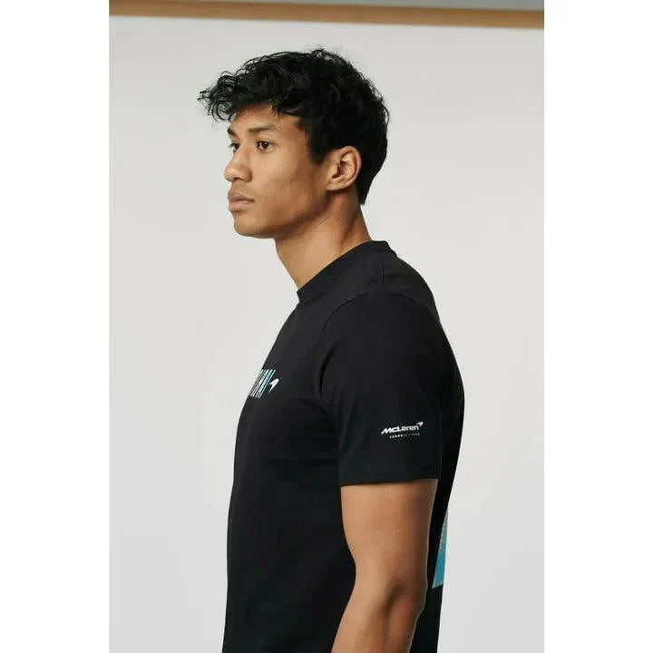 McLaren F1 Men's Miami Palm Graphic T-Shirt-Black/Aqua Sky/Crystal Rose