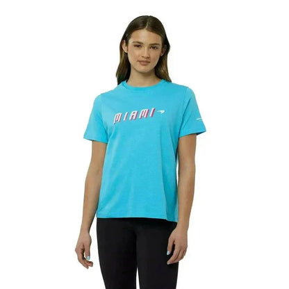 McLaren F1 Women's Miami Neon Graphic T-Shirt-White/Vice Blue/Beetroot Purple/Crystal Rose