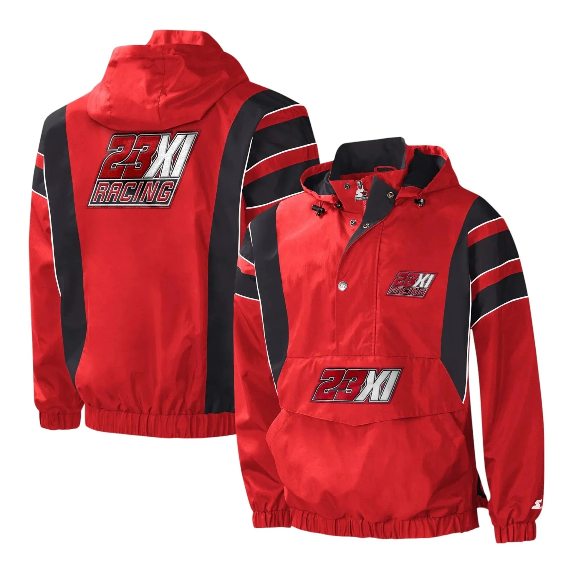 Men's 23XI Racing Starter Red/Black Impact Half-Snap Pullover Jacket