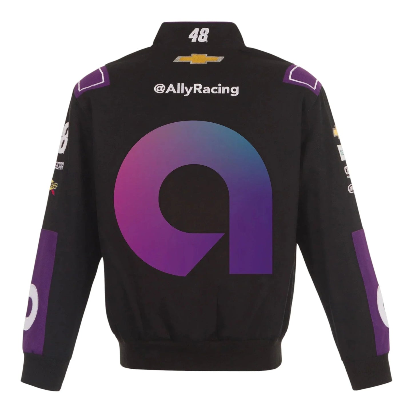 Men's Alex Bowman JH Design Black ally Twill Driver Uniform Full-Snap Jacket