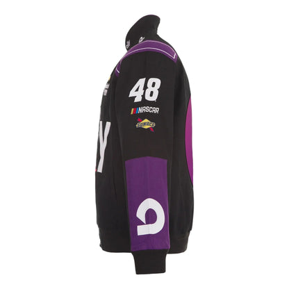 Men's Alex Bowman JH Design Black ally Twill Driver Uniform Full-Snap Jacket