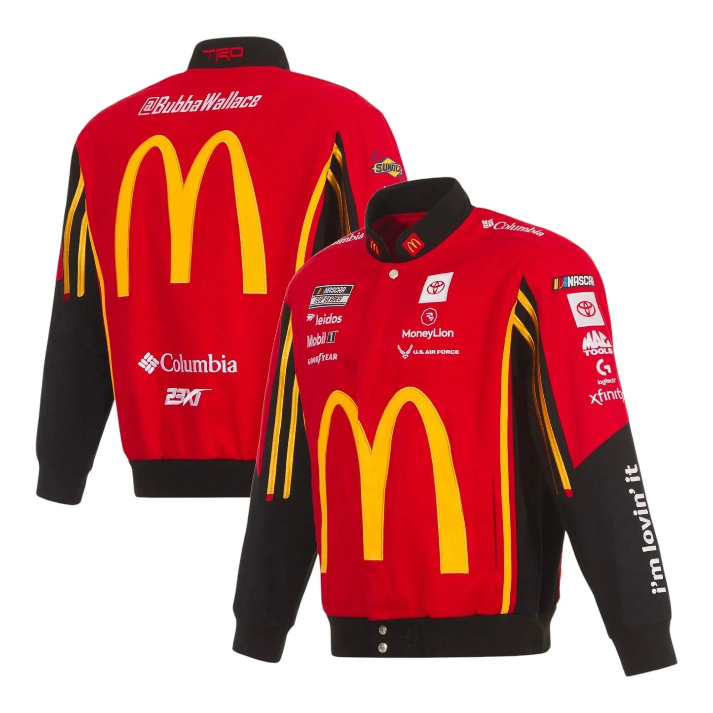 Men's Bubba Wallace JH Design Red McDonald's Full-Snap Twill Uniform Jacket