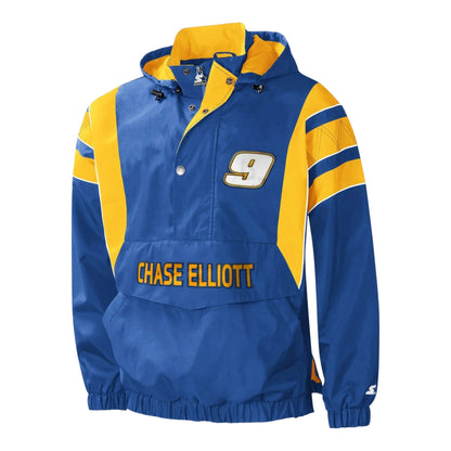 Men's Chase Elliott Starter Royal/Yellow Impact Half-Snap Pullover Jacket