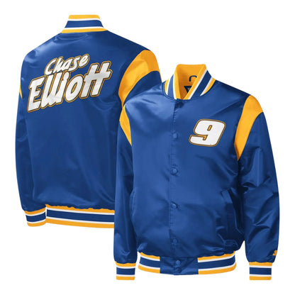 Men's Chase Elliott Starter Royal Force Play Full-Snap Varsity Jacket
