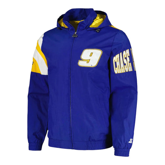Men's Chase Elliott Starter Royal Red Zone Full-Zip Jacket