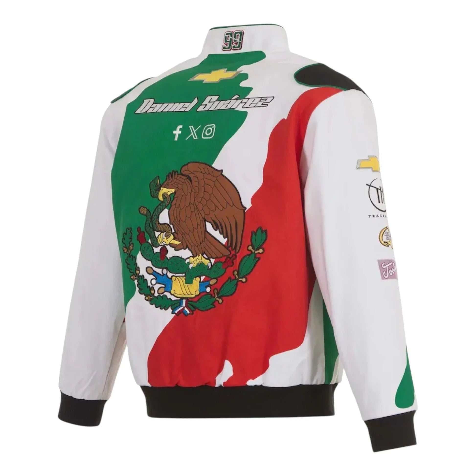 Men's Daniel Suarez JH Design White/Black Freeway Insurance Twill Driver Uniform Full-Snap Jacket