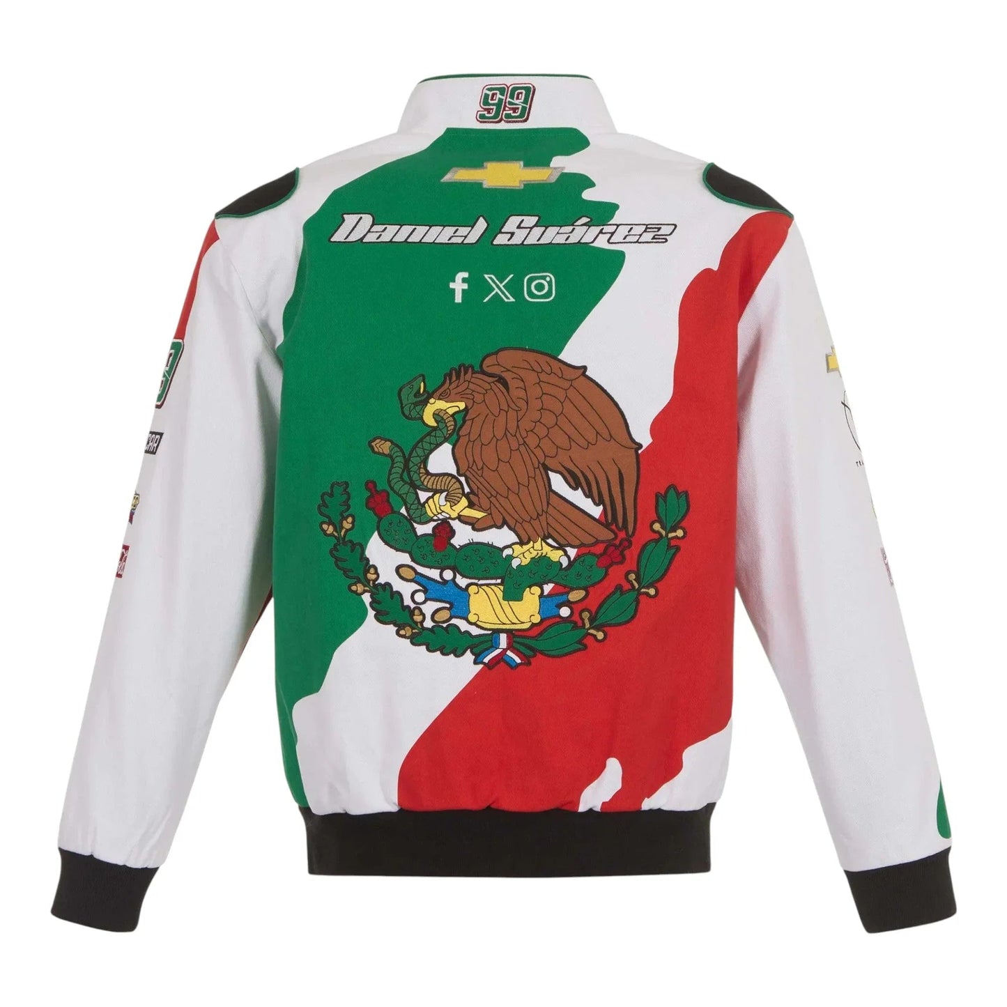 Men's Daniel Suarez JH Design White/Black Freeway Insurance Twill Driver Uniform Full-Snap Jacket