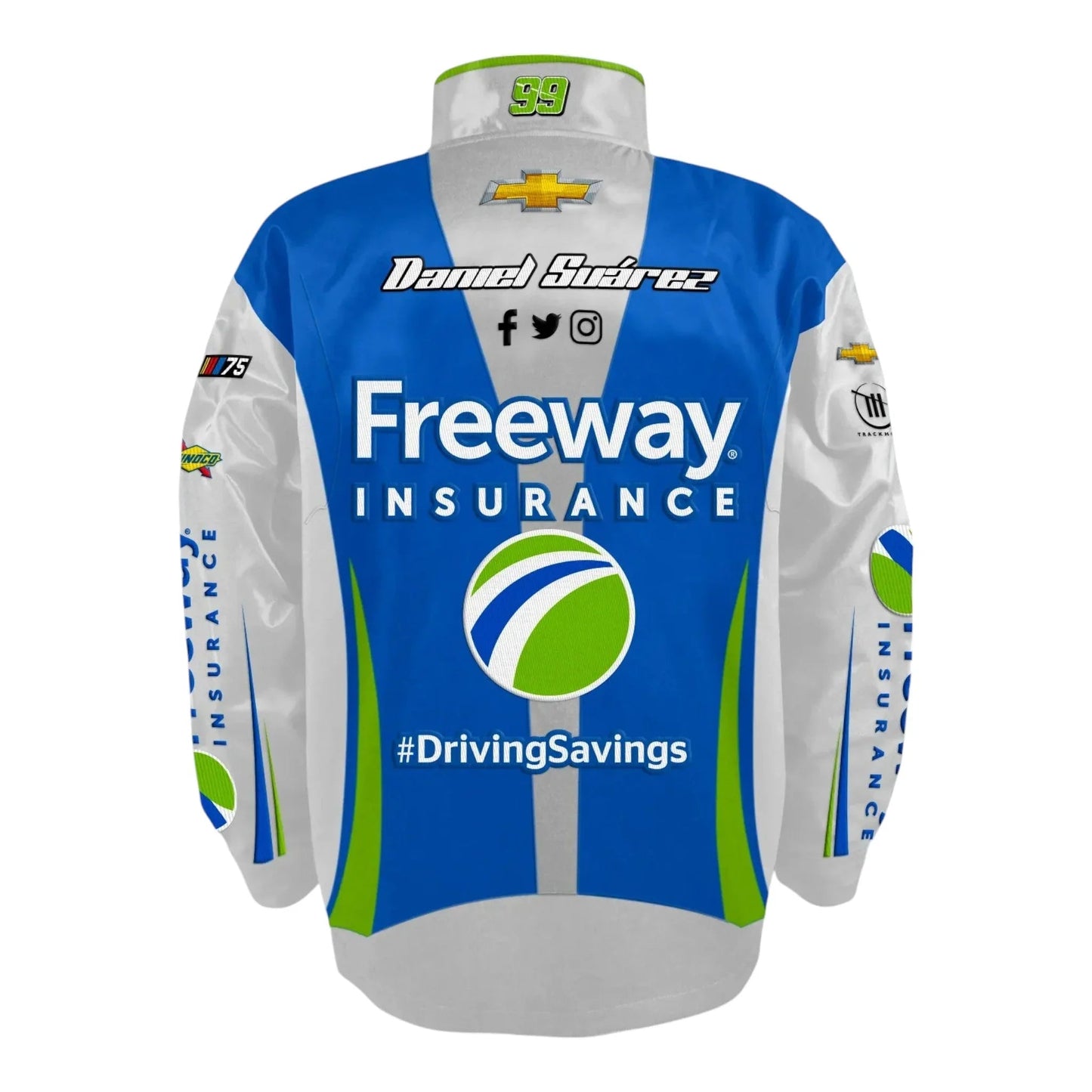 Men's Daniel Suarez Trackhouse Racing Team Collection Black Freeway Insurance Nylon Uniform Full-Snap Jacket