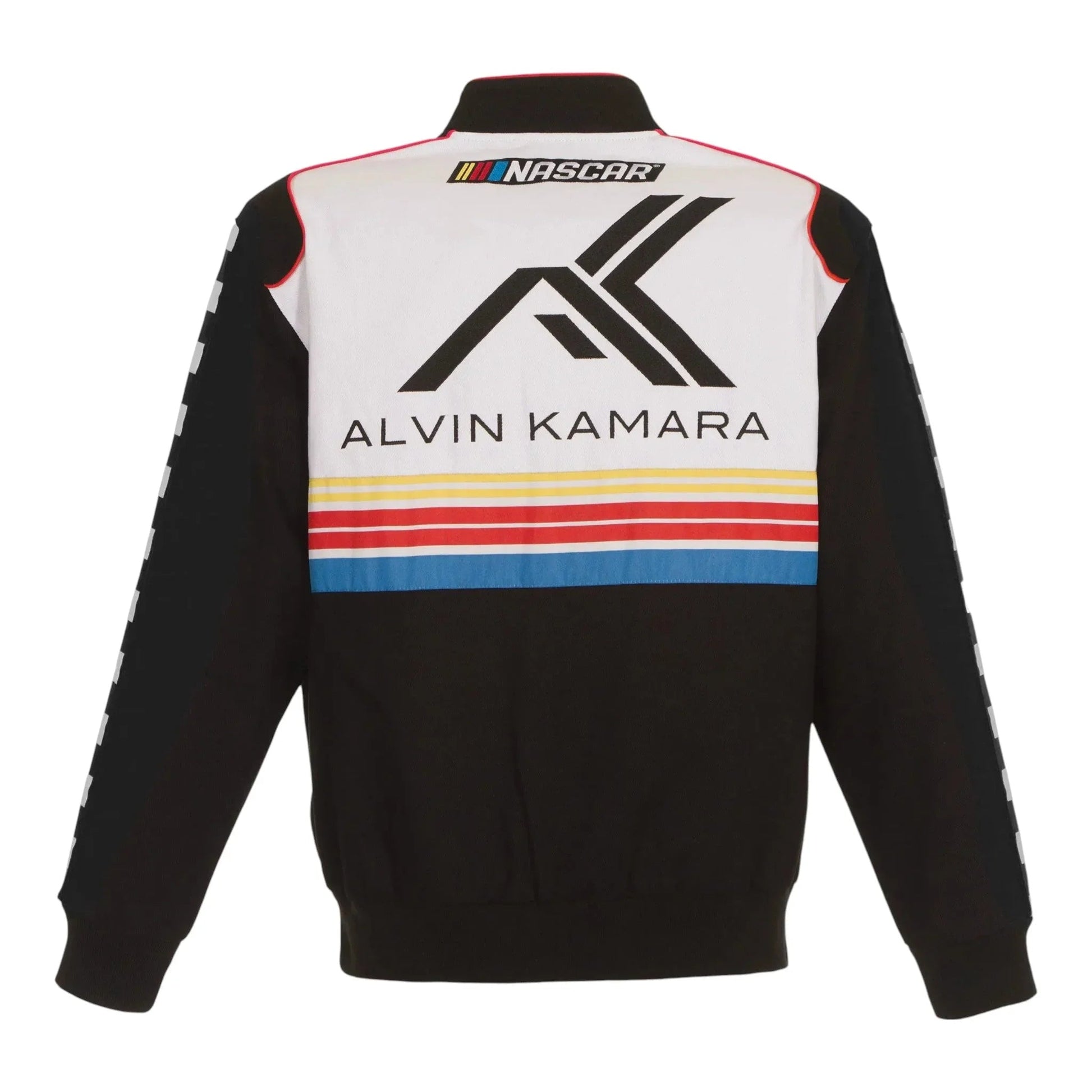 Men's JH Design Black/White NASCAR x Alvin Kamara Logo Full-Snap Twill Jacket