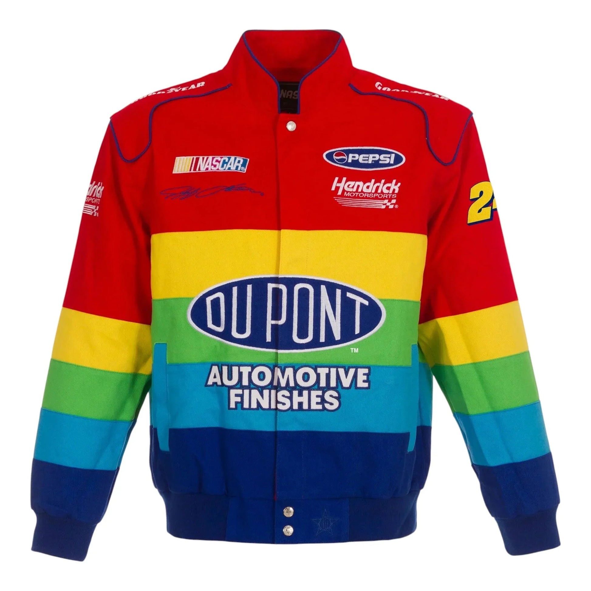 Men's Jeff Gordon JH Design Red/Blue Twill Uniform Full-Snap Jacket