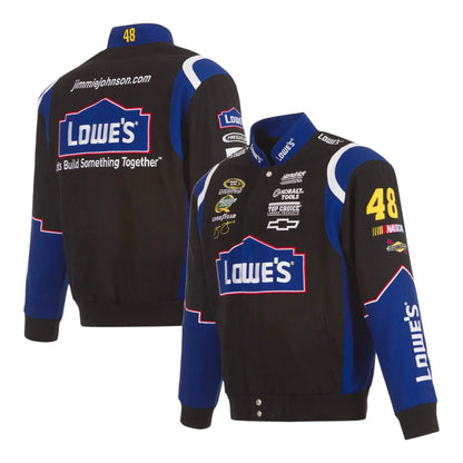 Men's Jimmie Johnson JH Design Black Lowe's Twill Driver Uniform Full-Snap Jacket