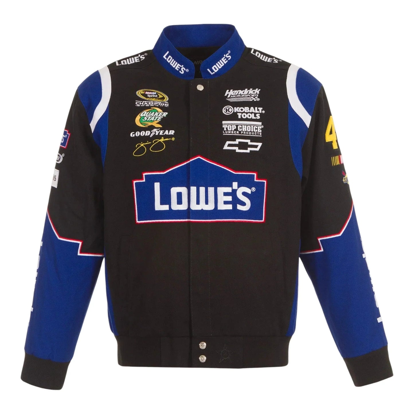 Men's Jimmie Johnson JH Design Black Lowe's Twill Driver Uniform Full-Snap Jacket