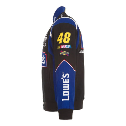 Men's Jimmie Johnson JH Design Black Lowe's Twill Driver Uniform Full-Snap Jacket