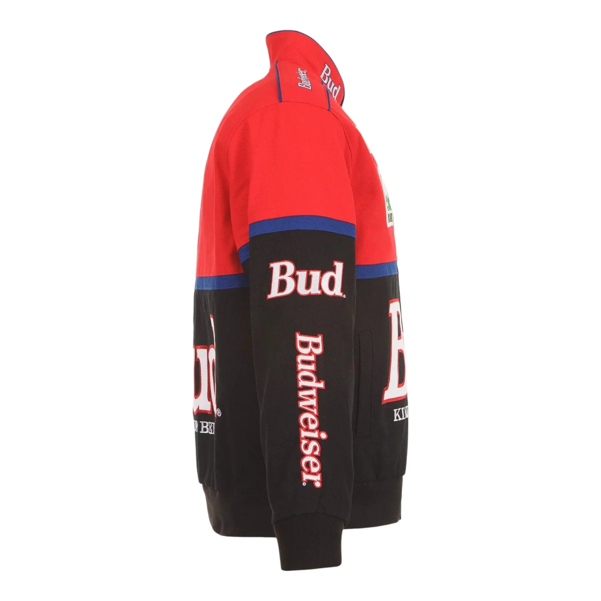 Men's Ken Schrader JH Design Black/Red Bud King of Beers Twill Driver Uniform Full-Snap Jacket