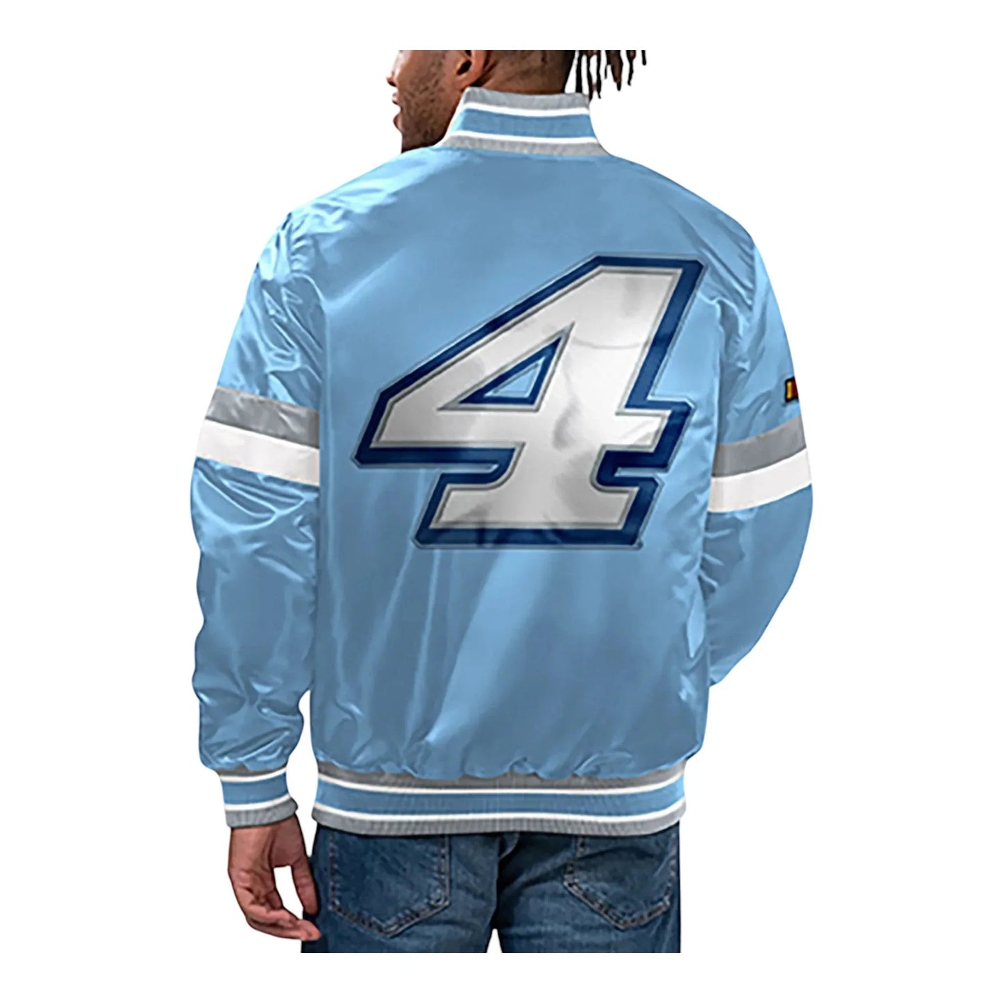 Men's Kevin Harvick Starter Light Blue Home Game Full-Snap Varsity Jacket