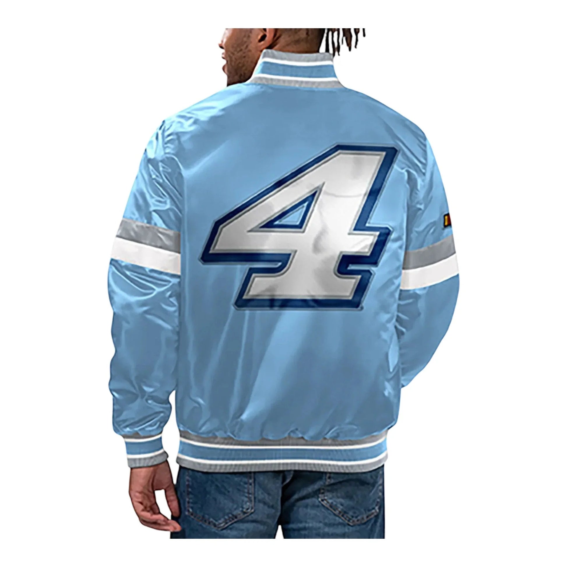 Men's Kevin Harvick Starter Light Blue Home Game Full-Snap Varsity Jacket