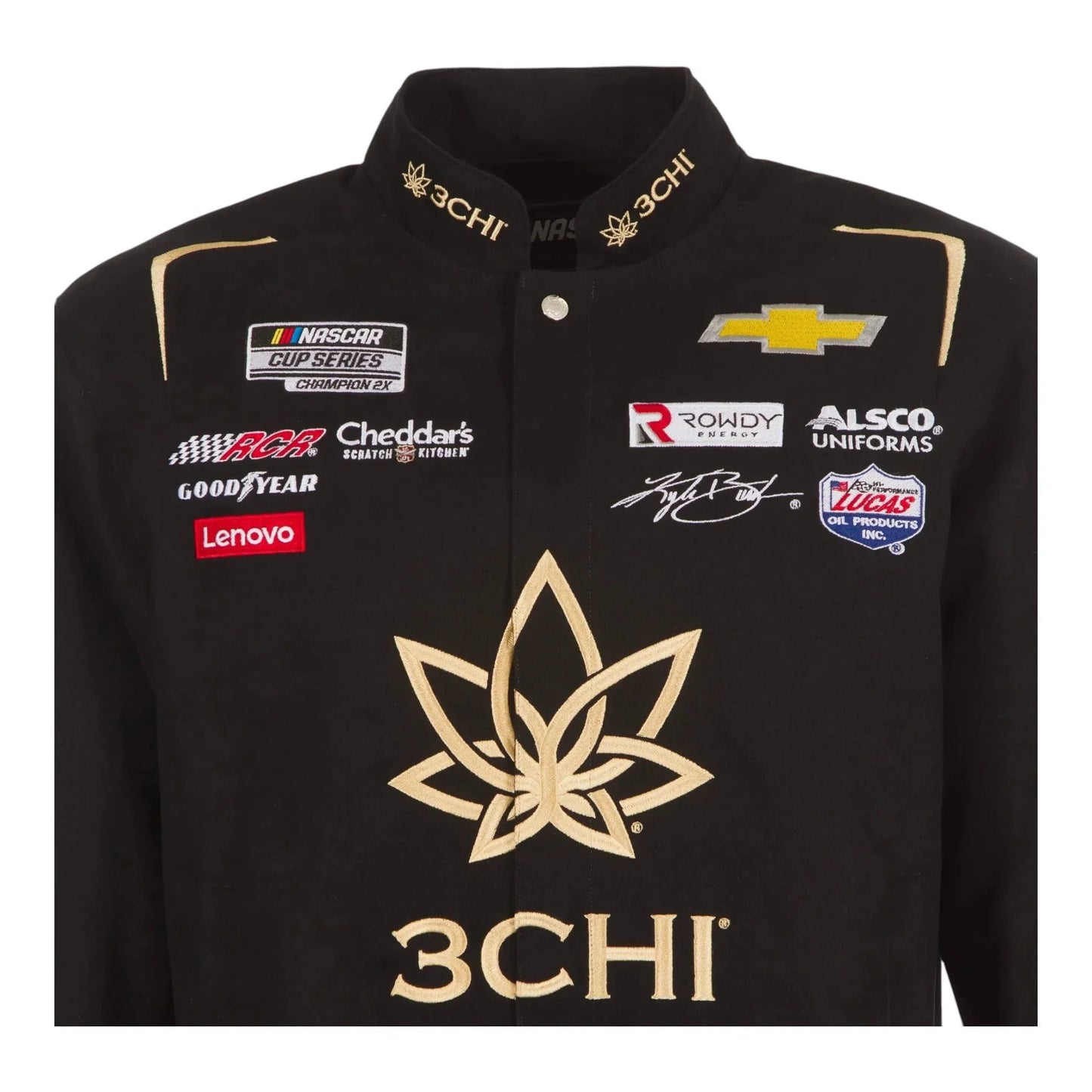 Men's Kyle Busch JH Design Black 3Chi Twill Uniform Full-Snap Jacket